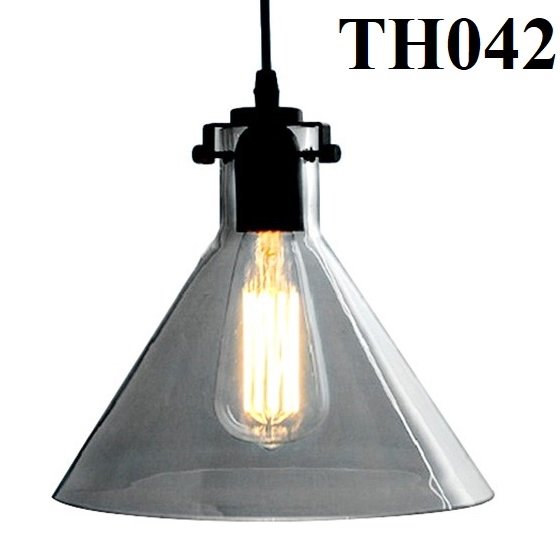 Đèn thả thủy tinh tam giác trắng TH042, E27 x 1, KT(mm): 240 x 230